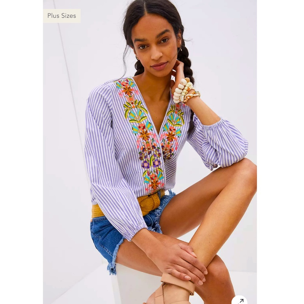 Anthropologie Artemis Embroidered Blouse